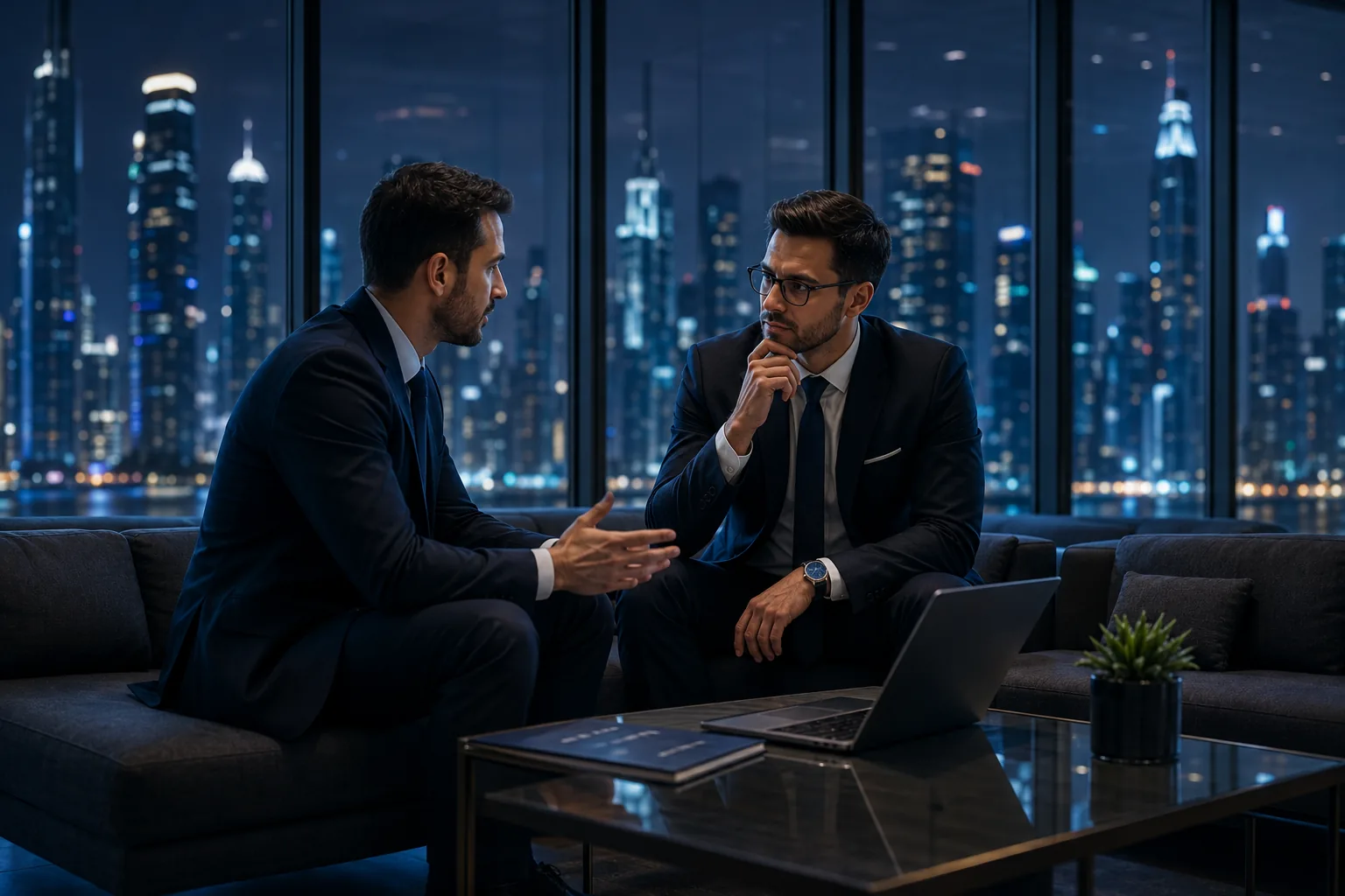 Colleagues reviewing a commercial agreement in a meeting