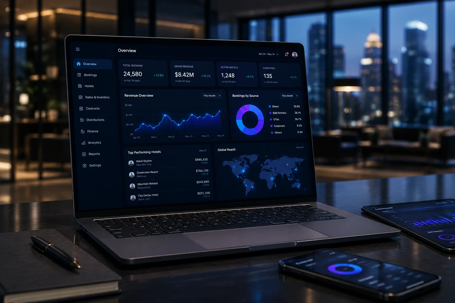TESSMA platform dashboards shown across desktop, tablet and mobile devices
