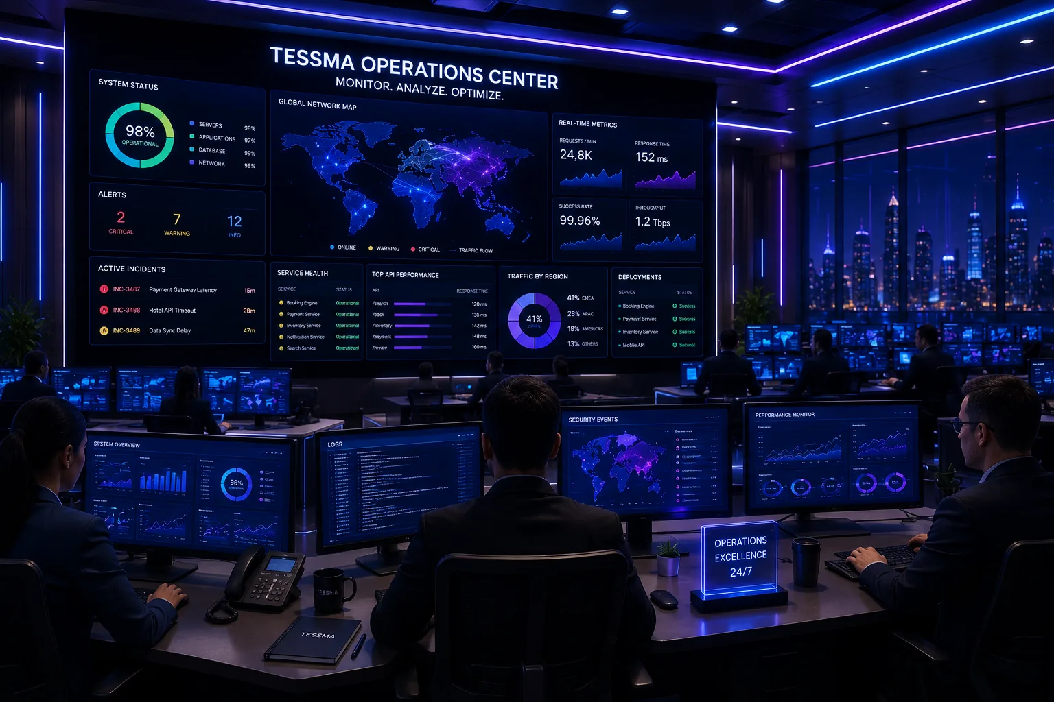 An operations centre with live monitoring displays